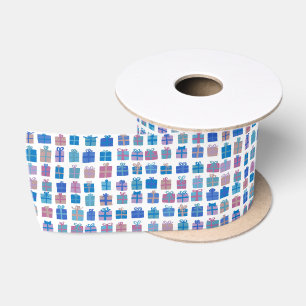 Cute Wrapped Gifts w Bows Holiday Birthday Blue Satin Ribbon