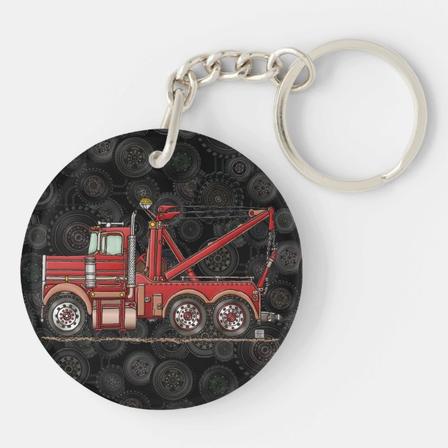 Cute Wrecker Truck Keychain (Back)