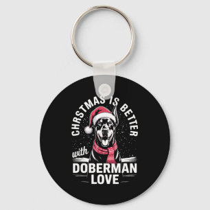 Cute Xmas Christmas Is Better With Doberman Nscher Keychain