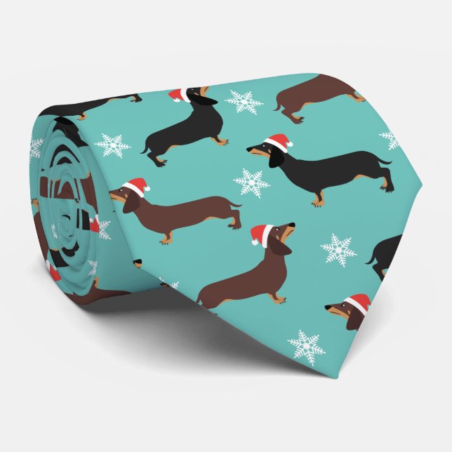 Cute Xmas dachshund Santa Tie (Rolled)