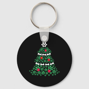 Cute Xmas Dog Paw Christmas Tree Puppy Lovers Men Keychain