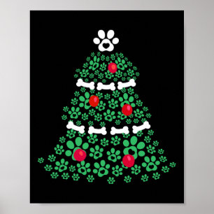 Cute Xmas Dog Paw Christmas Tree Puppy Lovers Men Poster