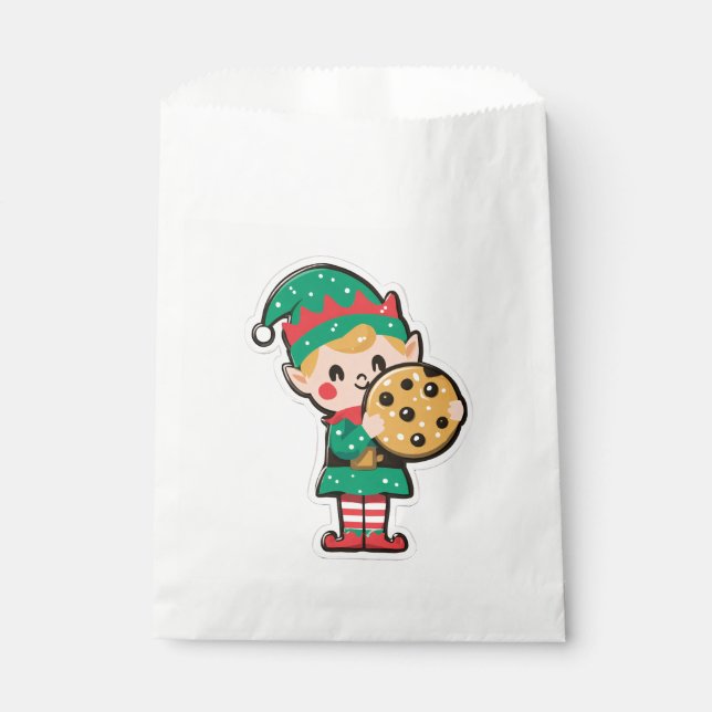 Cute Xmas Elf with Big Cookie Favour Bag (Front)