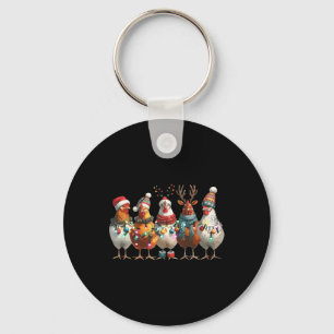 Cute Xmas Holiday Farm Animal Funny Chicken Christ Keychain
