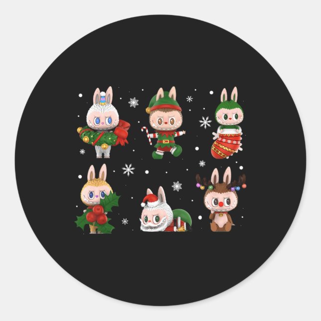 Cute Xmas Labubu Lover Labubu The Monsters Christm Classic Round Sticker (Front)
