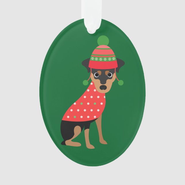 Cute Xmas Min Pin Dog Ornament (Front)