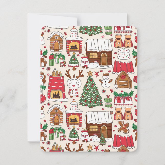 Cute Xmas Pattern Decoration  Holiday Card (Front)