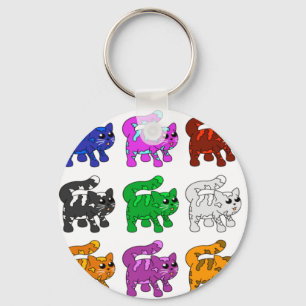 Cute Xmas Pattern Kitten Group Keychain