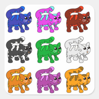 Cute Xmas Pattern Kitten Group Square Sticker