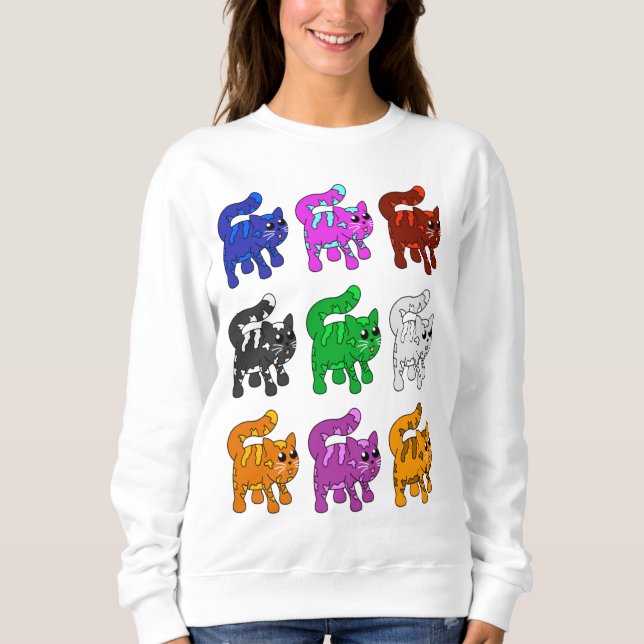 Cute Xmas Pattern Kitten Group Sweatshirt (Front)