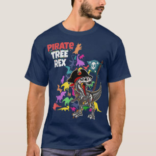 Cute Xmas Pirate Christmas Dinosaur Tree Rex Kids T-Shirt