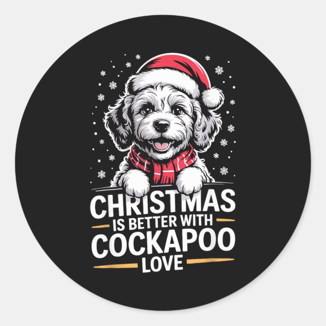 Cute Xmas Puppy Dog Christmas Is Better With Ao Lo Classic Round Sticker (Front)