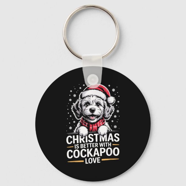 Cute Xmas Puppy Dog Christmas Is Better With Ao Lo Keychain (Front)