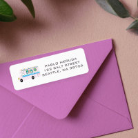 Cute Xmas RV Motorhome Pink CUSTOM Mailing Label