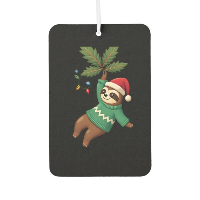 Cute Xmas Sloth Santa Hat Christmas Sloth - Tree L Air Freshener (Front)