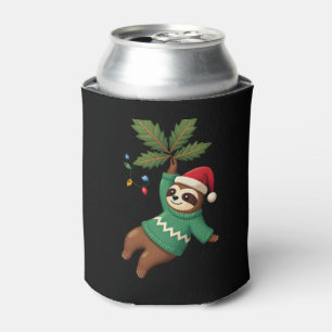 Cute Xmas Sloth Santa Hat Christmas Sloth - Tree L Can Cooler