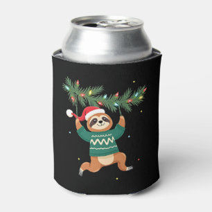 Cute Xmas Sloth Santa Hat Christmas Sloth - Tree L Can Cooler