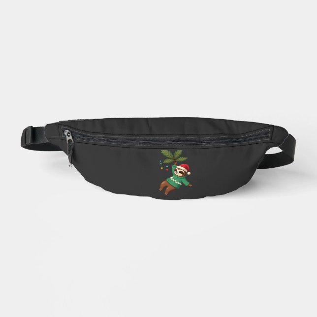 Cute Xmas Sloth Santa Hat Christmas Sloth - Tree L Fanny Pack (Front)