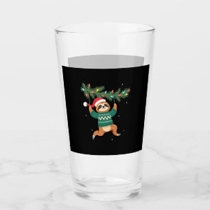 Cute Xmas Sloth Santa Hat Christmas Sloth - Tree L Glass