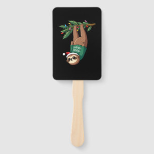 Cute Xmas Sloth Santa Hat Christmas Sloth - Tree L Hand Fan
