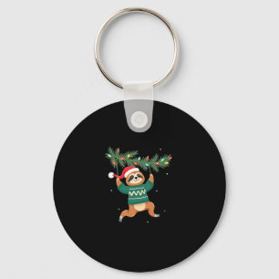 Cute Xmas Sloth Santa Hat Christmas Sloth - Tree L Keychain
