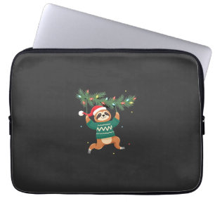 Cute Xmas Sloth Santa Hat Christmas Sloth - Tree L Laptop Sleeve