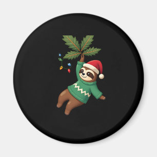 Cute Xmas Sloth Santa Hat Christmas Sloth - Tree L Magnet