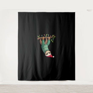 Cute Xmas Sloth Santa Hat Christmas Sloth - Tree L Tapestry