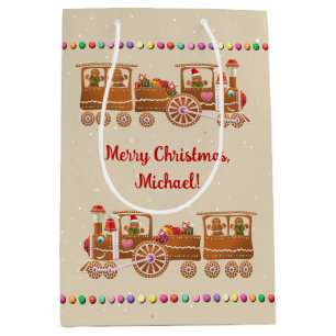 Cute Xmas Trains Medium Gift Bag