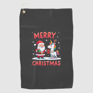 Cute Xmas Unicorn Santa on Unicorn Christmas T-Shi Golf Towel