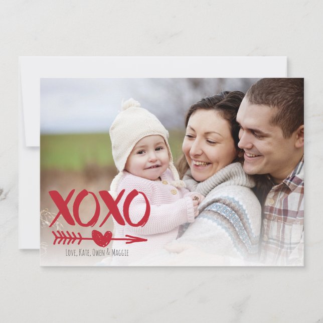 Cute XOXO Coeur Saint Valentin Carte photo (Devant)