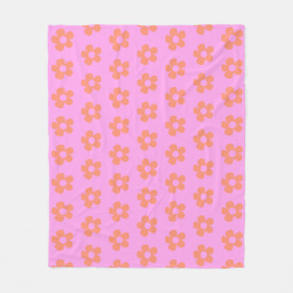 Cute Y2k Preppy Hot Pink Floral Pattern Dorm Decor Fleece Blanket
