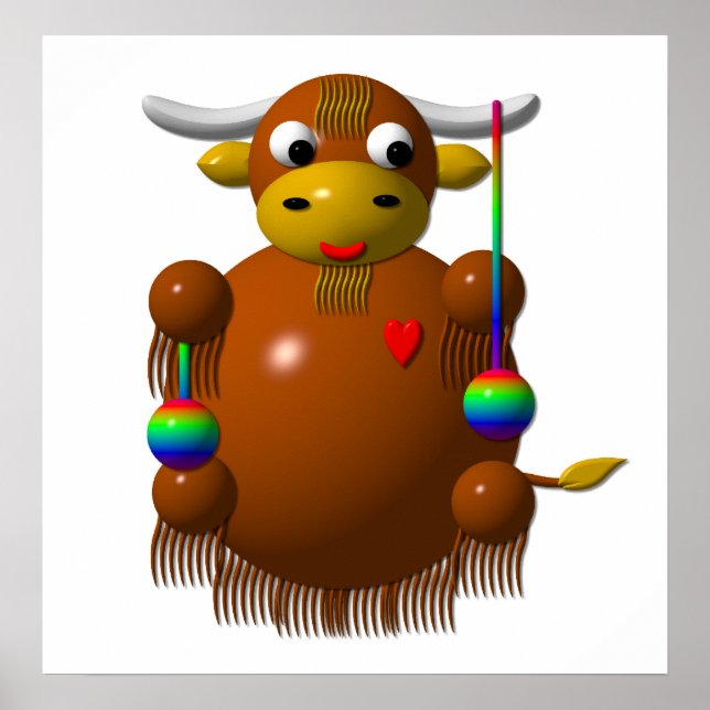 Cute yak with yo-yos poster (Front)