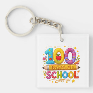 Cute Yarn 100 Days of School Teacher Girls T-Shirt Keychain