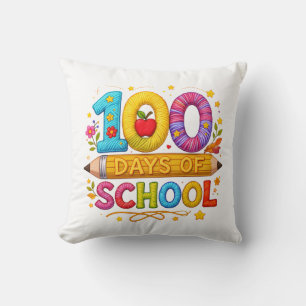 Cute Yarn 100 Days of School Teacher Girls T-Shirt Throw Pillow