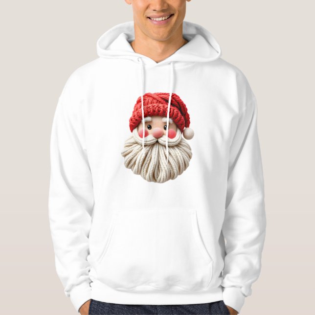 Cute Yarn Santa Christmas Face Hoodie (Front)