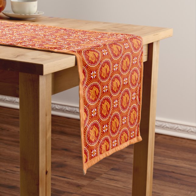 Cute Year of the Rabbit Chinese New Year Short Table Runner (In Situ)