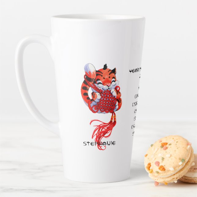 Cute Year of the Tiger Personalized Latte Mug (In Situ)