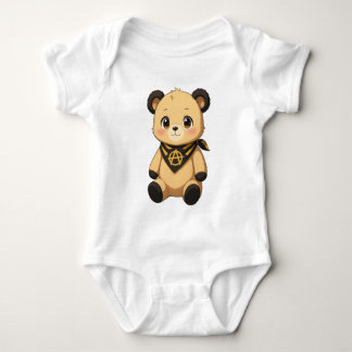 Cute Yellow and Black Ancap Teddy Bear  Baby Bodysuit