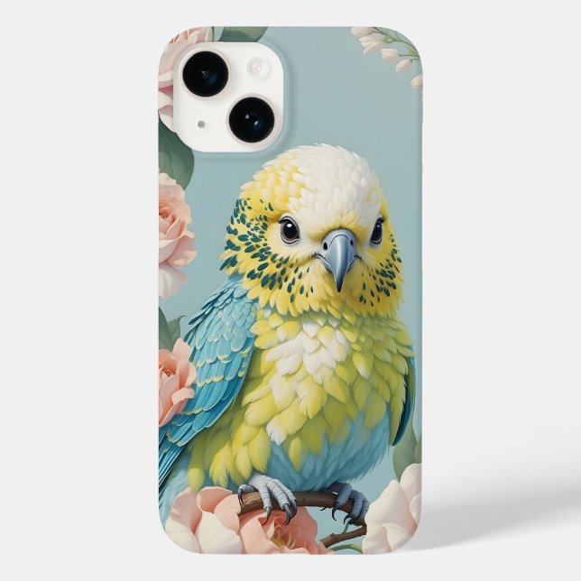 Cute Yellow And Blue Baby Budgie Parakeet Bird Case-Mate iPhone Case (Back)