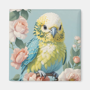 Cute Yellow And Blue Baby Budgie Parakeet Bird Magnet