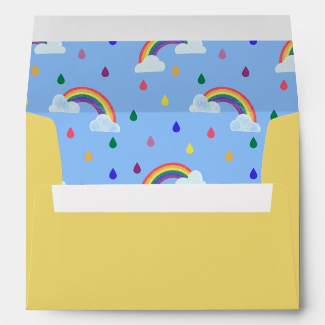 Cute Yellow And Blue Rainbow Raindrops Envelope (Back (Bottom))