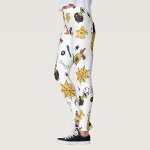 Cute Yellow and Green Boo Halloween Leggings