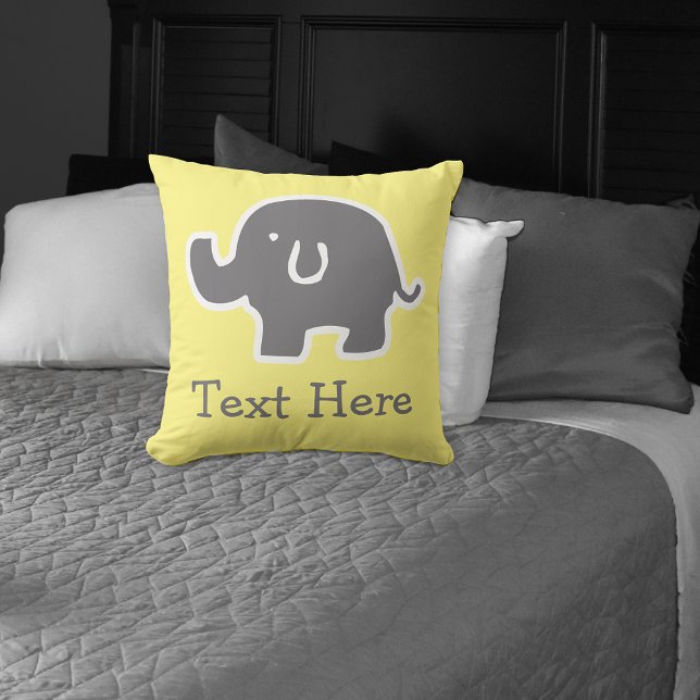Cute Yellow And Grey Elephant Custom Kids Pillow (Creator Uploaded)