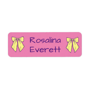 Cute Yellow and Pink Bows Girls Names Kids