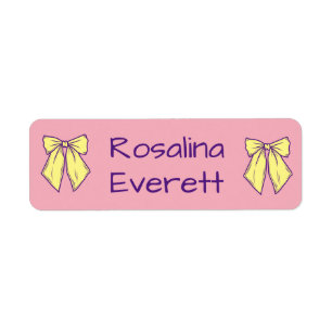 Cute Yellow and Pink  Bows Girls Names Kids