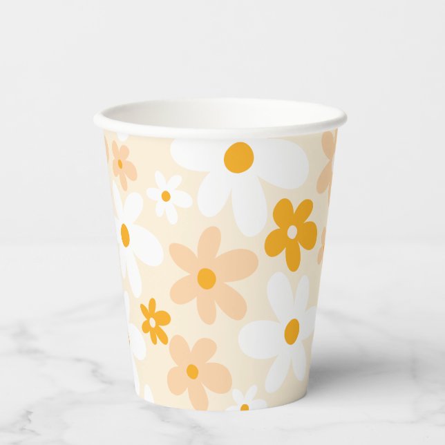 Cute Yellow and White Daisy  Paper Cups (Front)