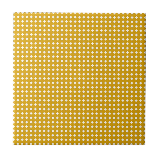 Cute Yellow and White Diamond Pattern Tile (Front)