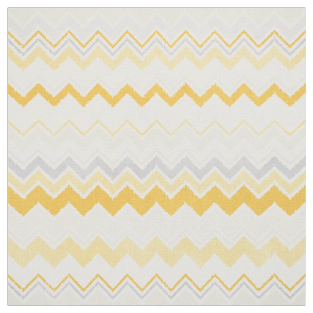 Cute yellow and white ikat chevron pattern fabric (Swatch)