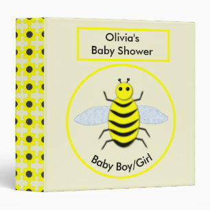 Cute Yellow Baby Bee Baby Shower Photo Album Binder